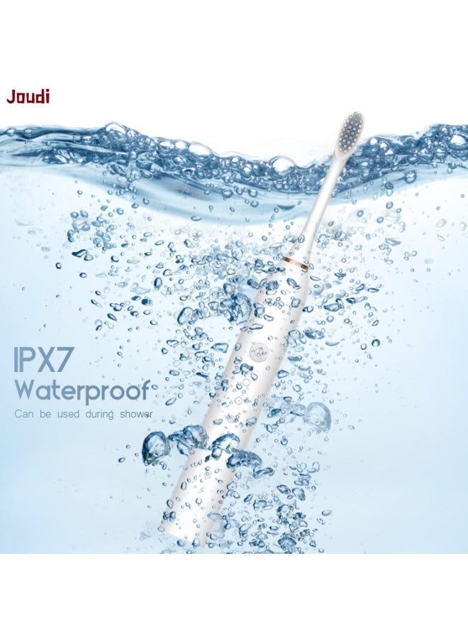Joudi Sonic Electric Toothbrushes, USB Rechargeable Ultrasonic Tooth Brush with 4 Brush Heads 6 Cleaning Modes and Smart Timer IPX7 Waterproof Cleaning Toothbrushes for Adults and Kids（White） - Image 2